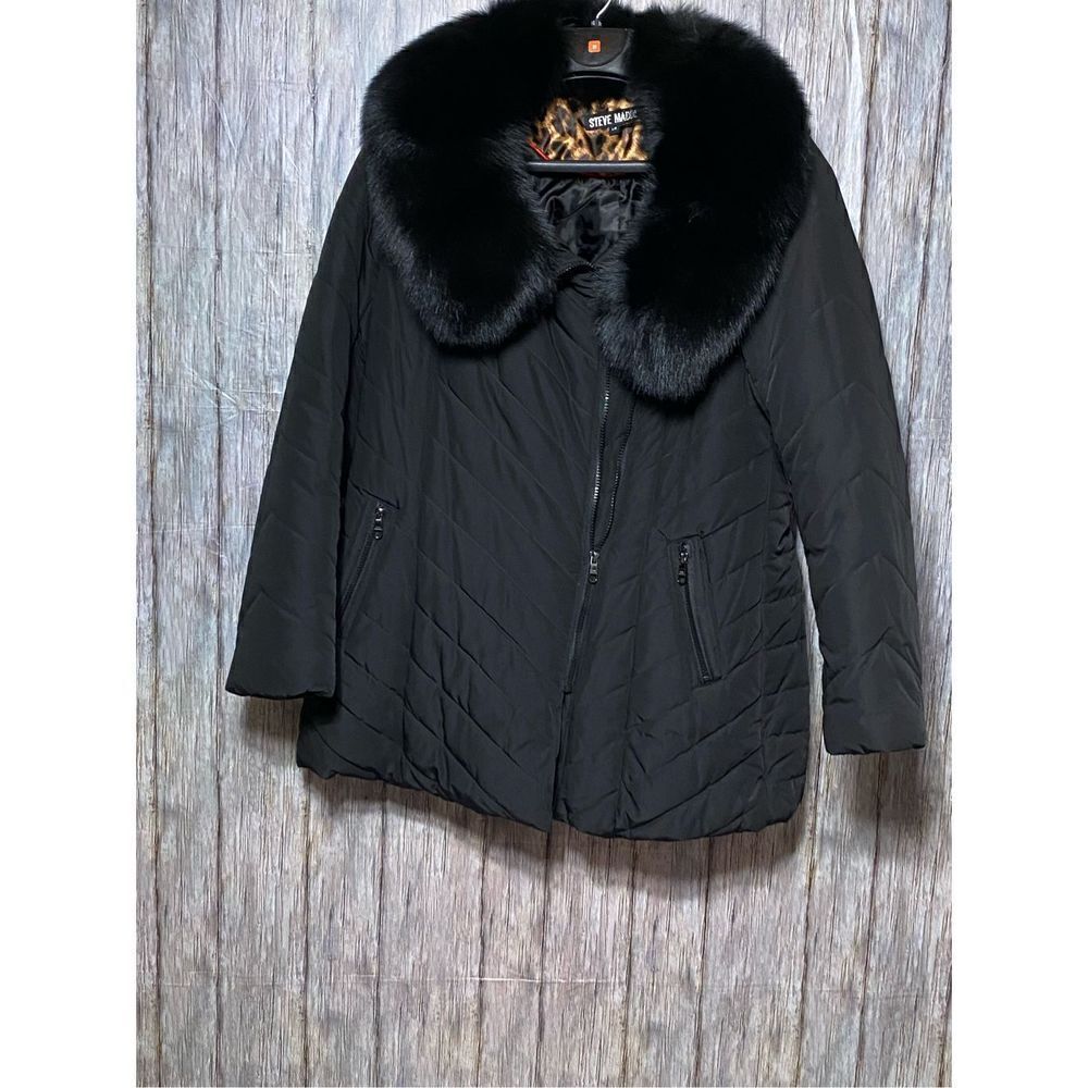 Steve Madden Solid Color Regular Black Winter Coa… - image 3